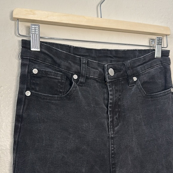 UNIF Stretch Jean Black Midrise Kick Flare Bootcut Goth Y2K Punk Grunge Sz 27 - Picture 4 of 13